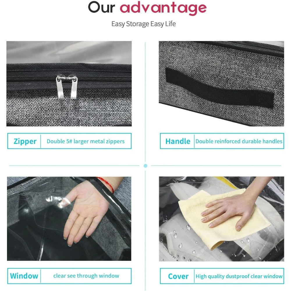 Carvallo Skoförvaringslåda | Underbäddsförvaring för 12 par | Fällbar & Dammtät | Med fönster