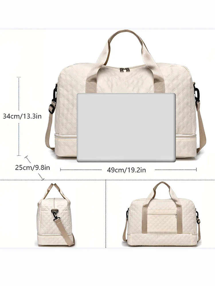 Carvallo TravelFlex Lätt resväska med diamantmönster | Stor sport- & weekendväska med skofack & vått fack | Godkänd för handbagage & vikbar