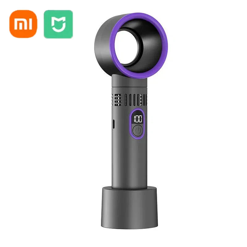 Carvallo Bladeless Handfläkt med Digitaldisplay | 100-Stegs Vindkraft | USB-laddning & 3000mAh Batteri | Bärbar Turbofläkt