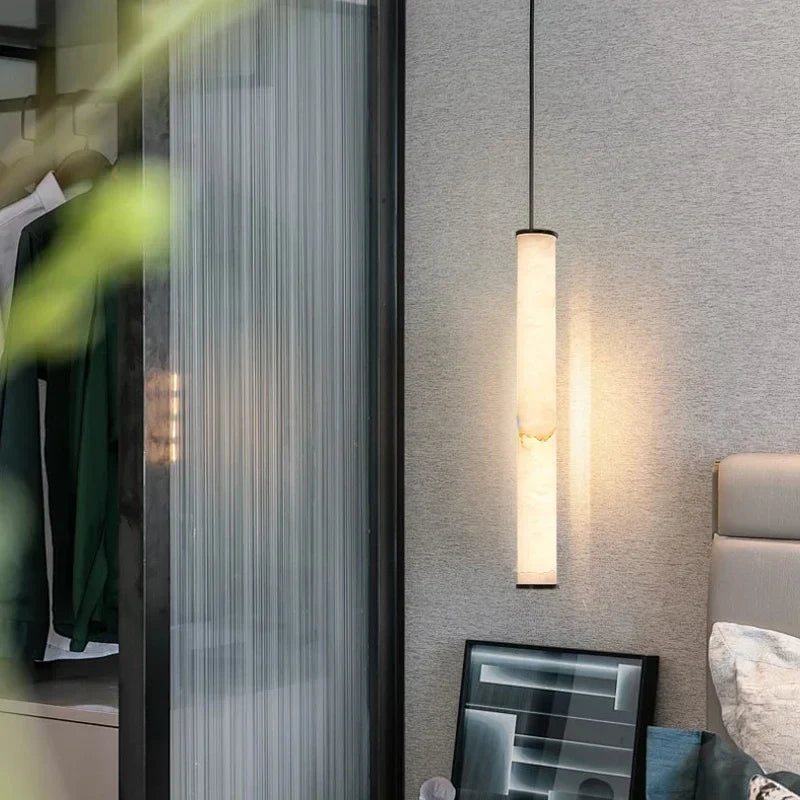 Lunvero Minara | LED-hänglampa av marmor och koppar för stiliga vardagsrum