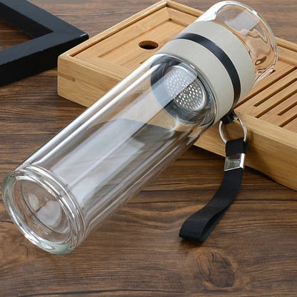 Royelux Glass Tea Infuser Bottle – 450ml Dubbelväggad Tumbler för Löst Te &amp; K herbalte