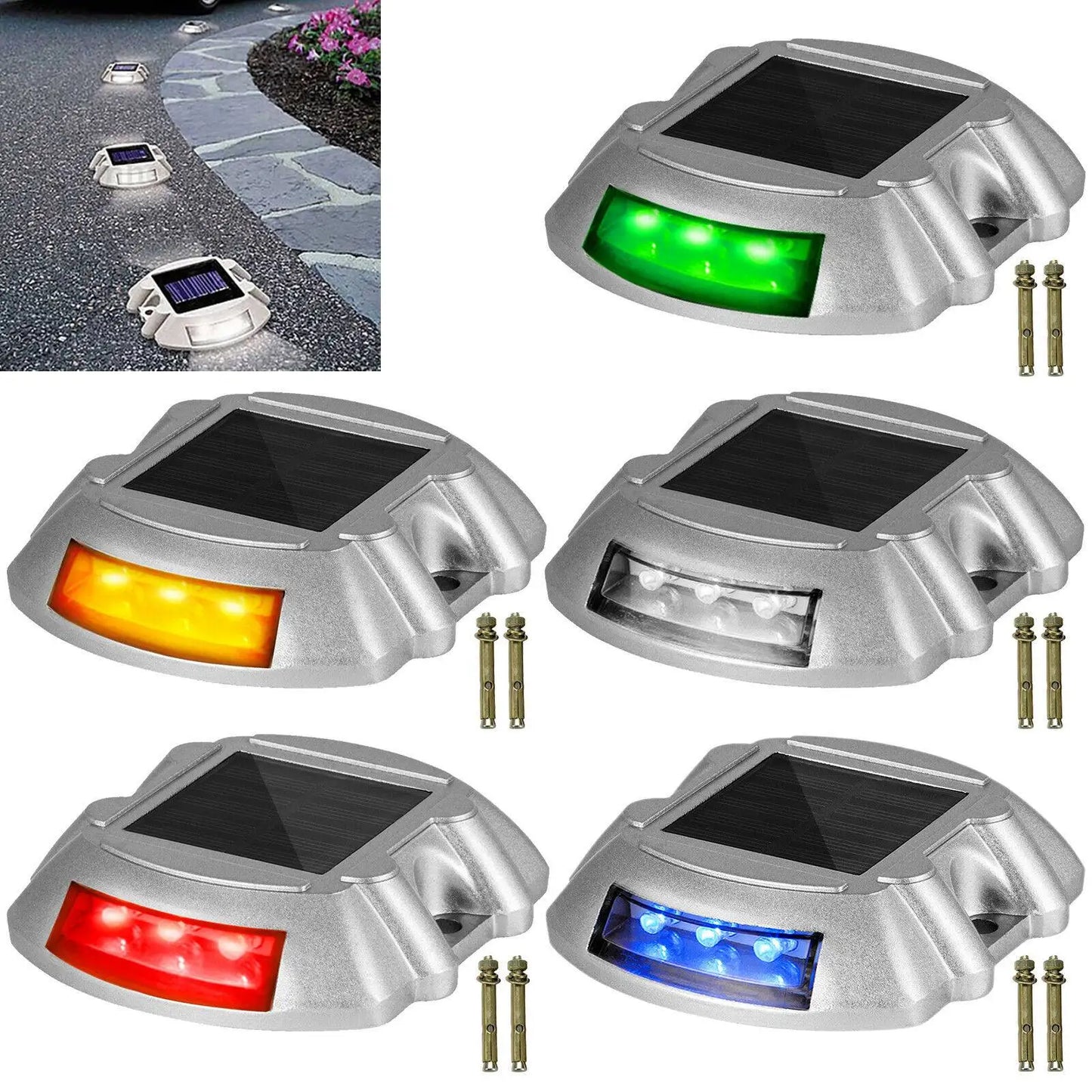 Carvallo Solar LED Vägbelysning i aluminiumtryck | IP68 Vattentät | 6 LEDs för uppfart, väg & trädgårdsstig