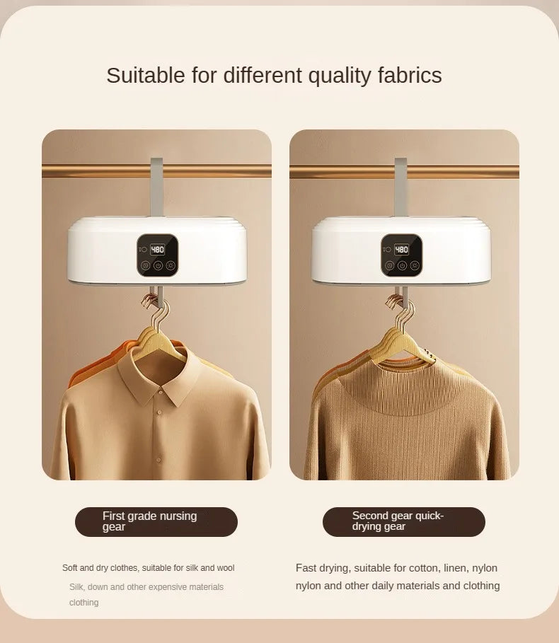 Bärbar elektrisk klädtork med fjärrkontroll – Snabb torkning & kompakt tvättlösning