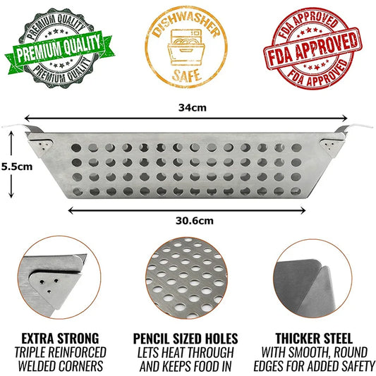 Carvallo Grillkorg i rostfritt stål | För grönsaker & grillat | Värmebeständig & Rostfri | För gas- & kolgrill