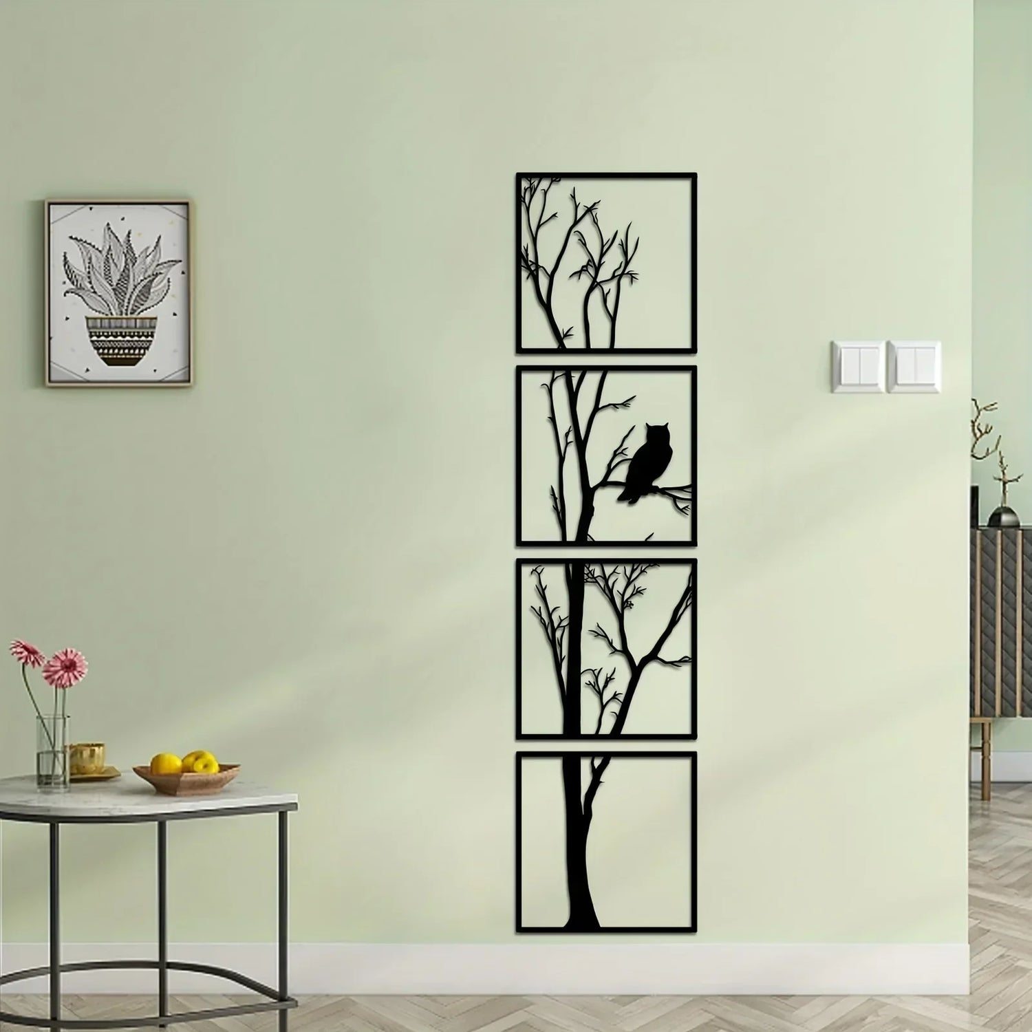 Väggdekoration Träd och Uggla - Minimalistisk och Stilig