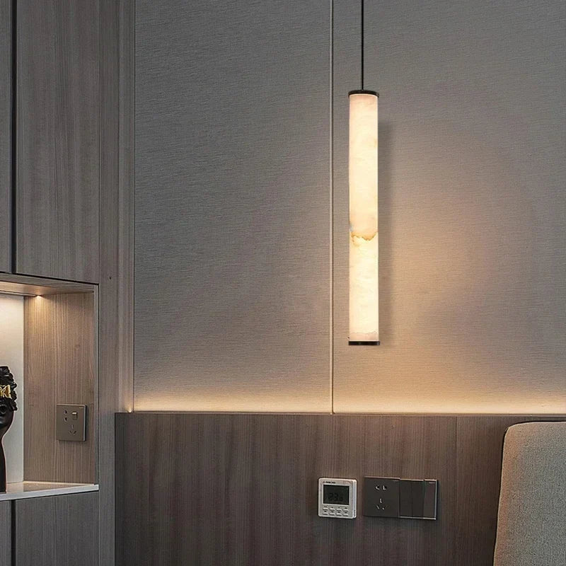 Lunvero Minara | LED-hänglampa av marmor och koppar för stiliga vardagsrum