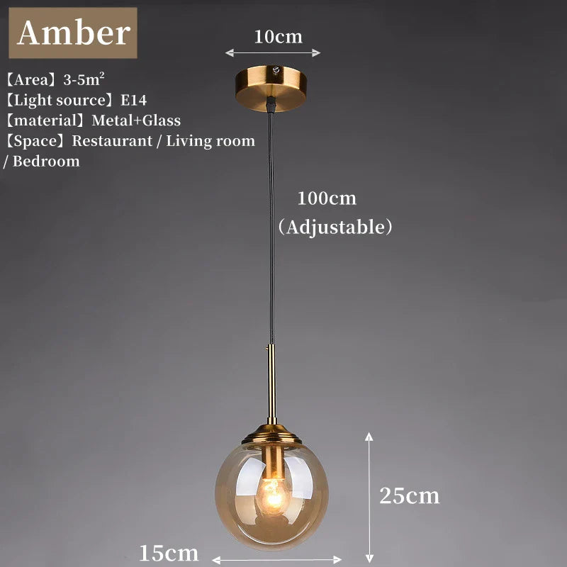 Solvyn Era | LED-Glaspendellampa med metallaccent för sovrum och matplats