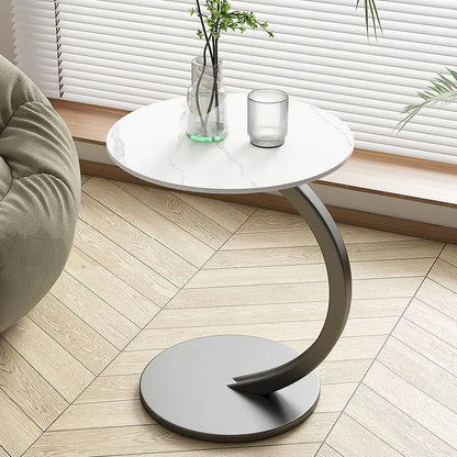 Avelyne Cirka | Förstärkt Rund Side Table för Vardagsrum &amp; Sovrum
