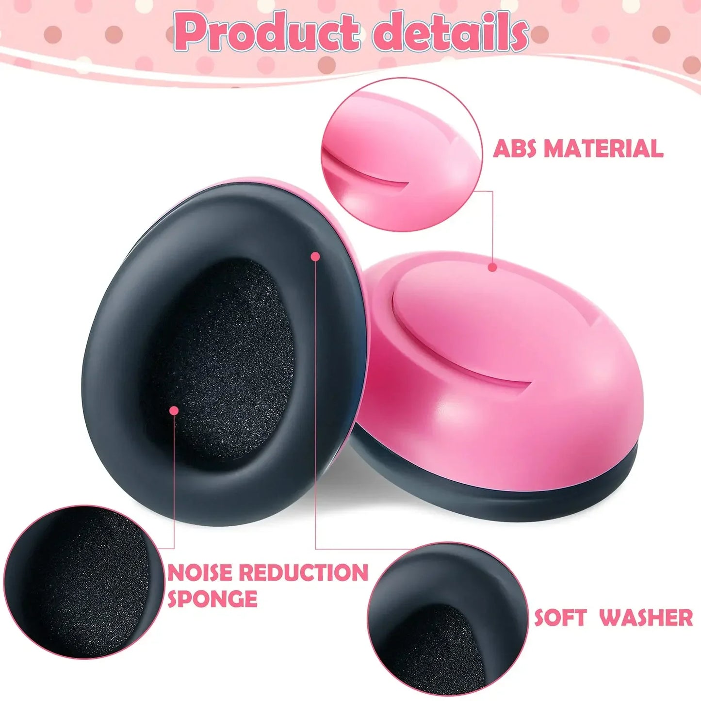 Carvallo Hörselskydd för spädbarn och små barn | Justerbar och hopfällbar | NRR 30 dB | Bekväma ljudskyddshörlurar i rosa, blå och vit