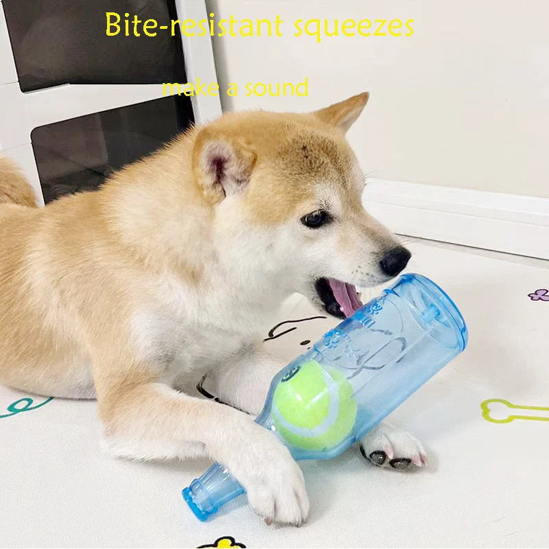 Carvallo BounceBottle | Tystnar & Hopper | TPR-Gummi med Tennisboll-Design | För Små till Stora Hundar