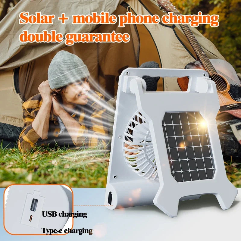 Carvallo Campingfläkt | Fällbart solpanel | Powerbank & LED-ljus | Ultra-lättvikt Märkesnamn: VenturioX