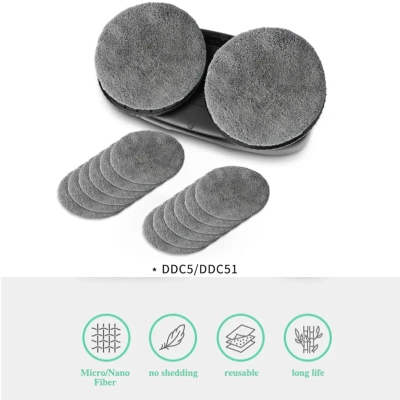 Carvallo-Mop-Pads GlassPurex | Tvättbar & Återanvändbar | Kompatibel med HUTT DDC5/DDC55 Fönsterputsare | Mikrofiber-Rengöringsdukar