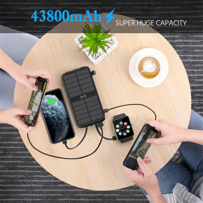 Carvallo Powerbank VoltCore X Pro 43800mAh | 20W Snabbladdning | 10W Trådlös laddning | Inbyggda kablar & LED-lampa | Utomhus & Resor