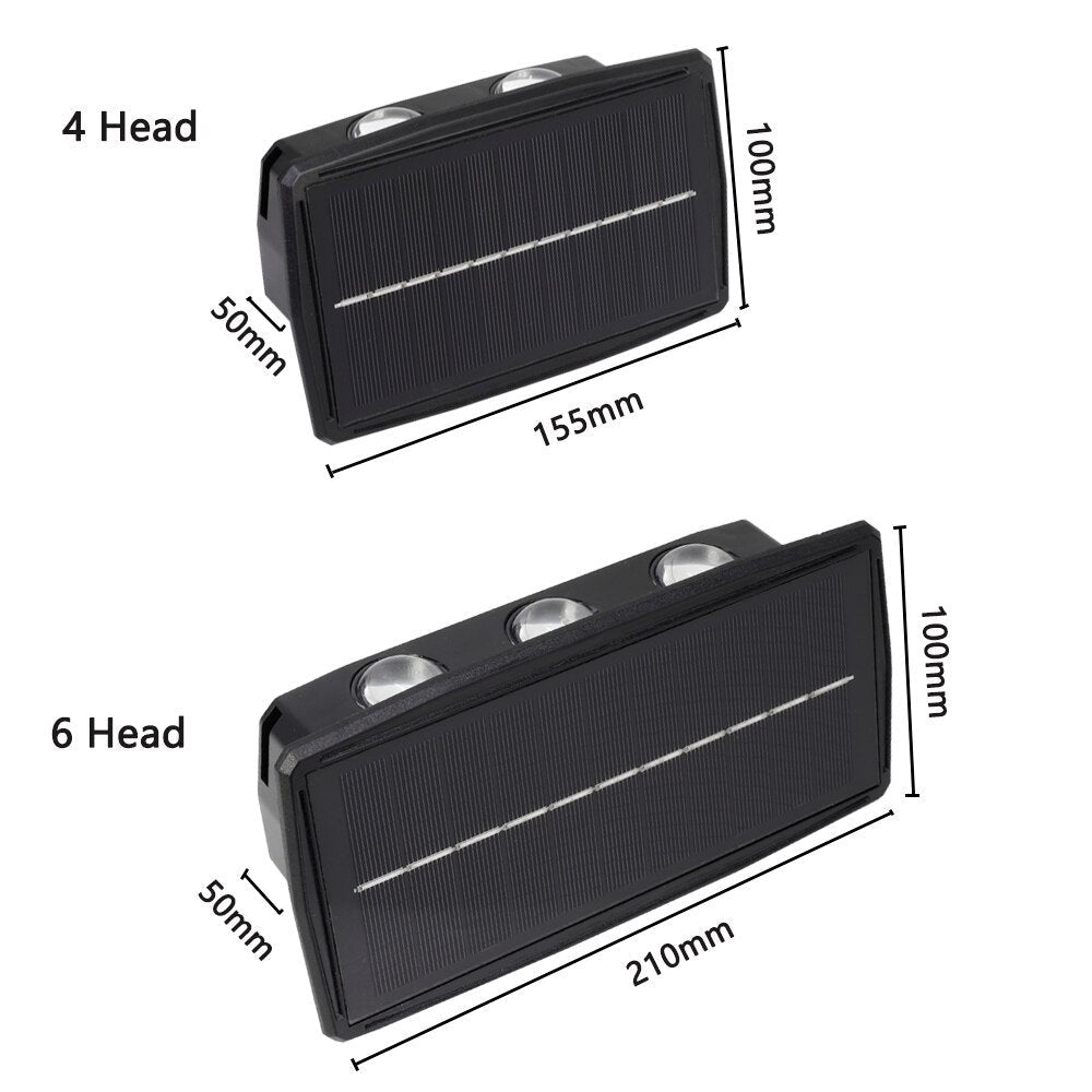 Carvallo Rise Solar Utomhusvägglampa | Varmvitt LED-ljus | IP65 Vattentät | Upp- & Nedåtriktad