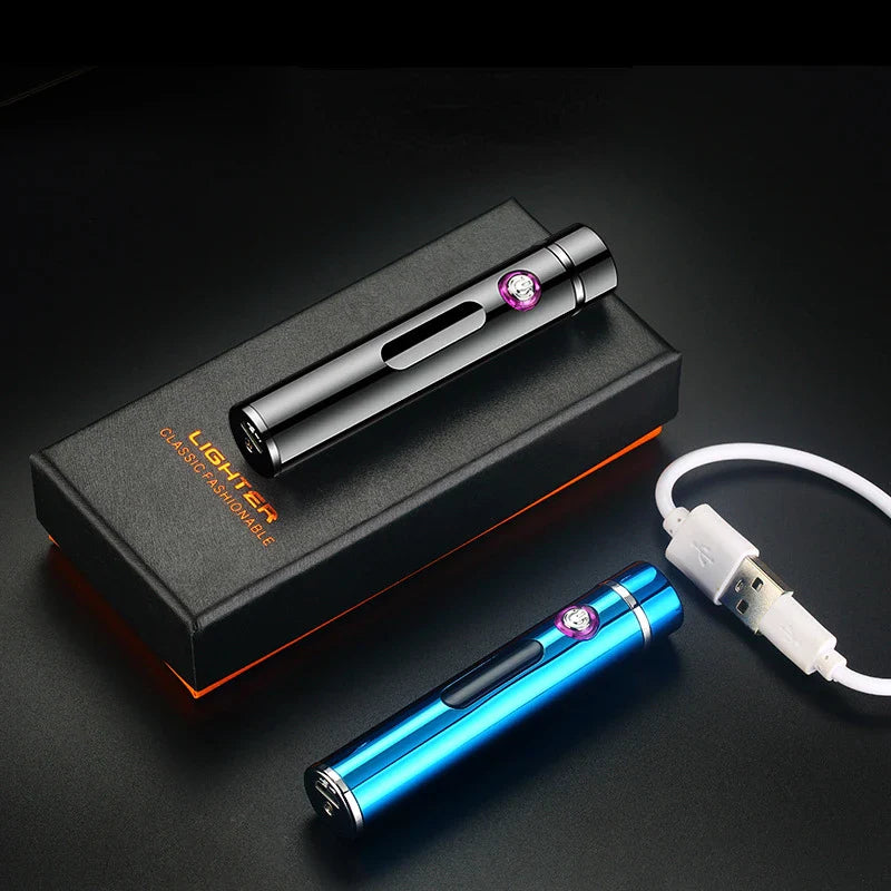 Carvallo Cylinder-USB-Lighter | Double Arc Technology | Rechargeable & Windproof | Noble Metal Case for Men