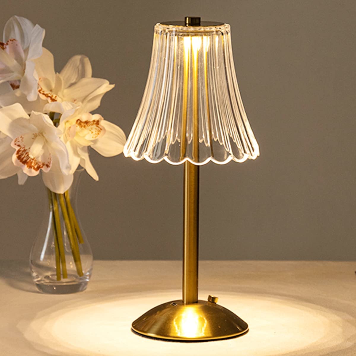 Guld Kristall Bordslampa