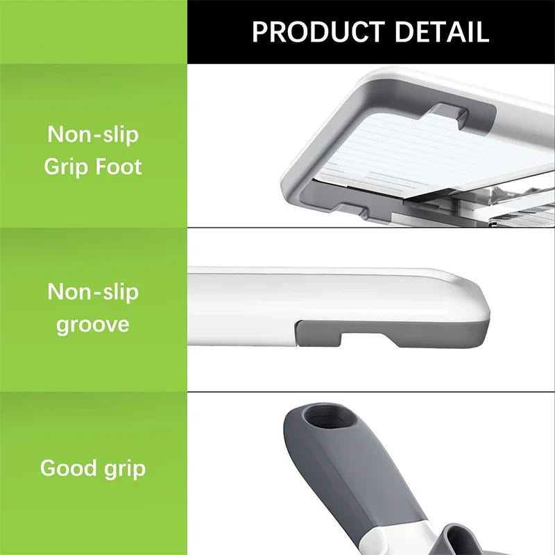 Carvallo Multifunktionell Mandolin-Hyvel med Rostfritt Stålblad | Justerbar & Handhållen | För Grönsaker, Frukter & Ost | Kompakt & Skarp