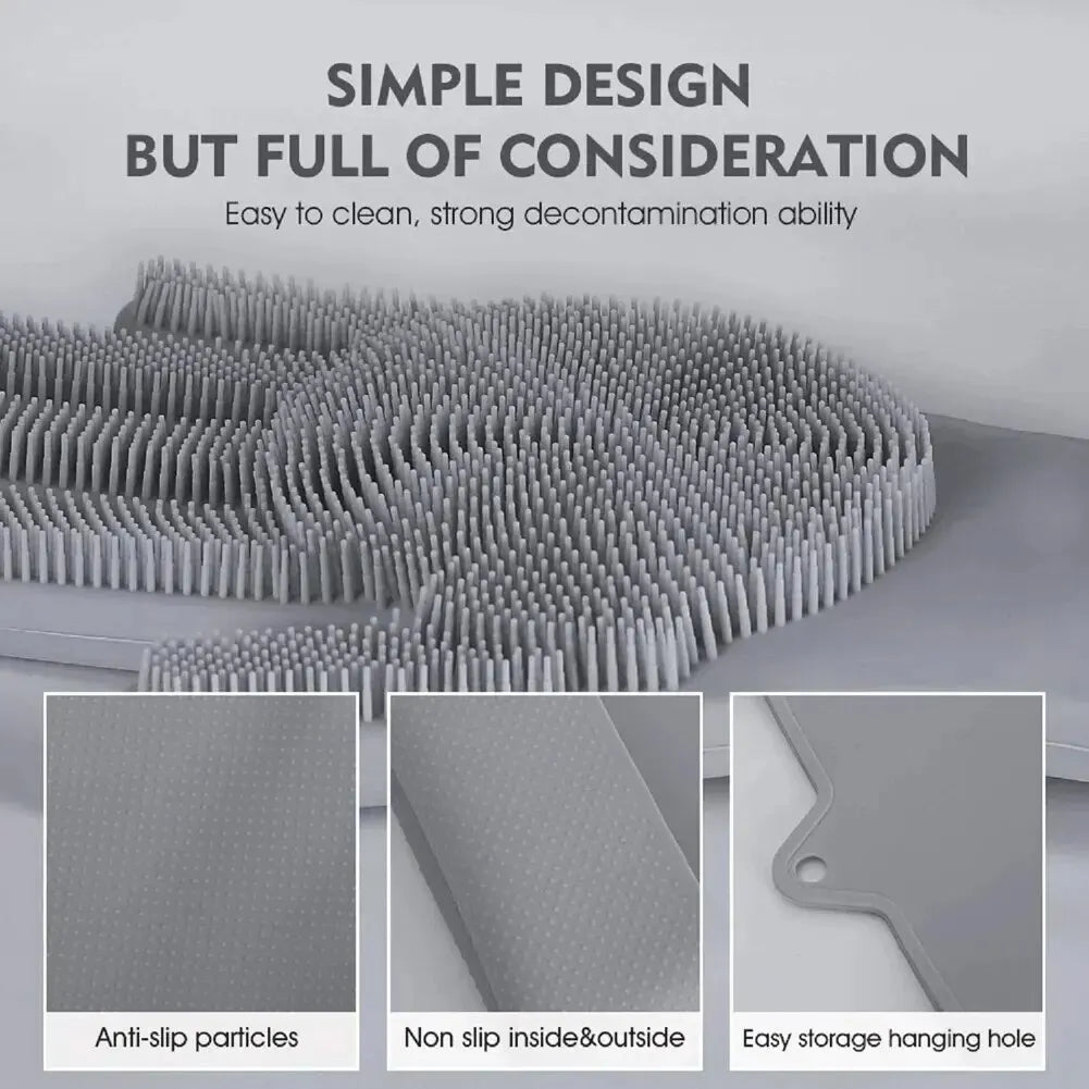 Carvallo- & Reinigningshandskar CleanGlove MagicScrub | Silikonskar med borsthud | Värmebeständig & livsmedelsklassad | 32,5×11,5 cm