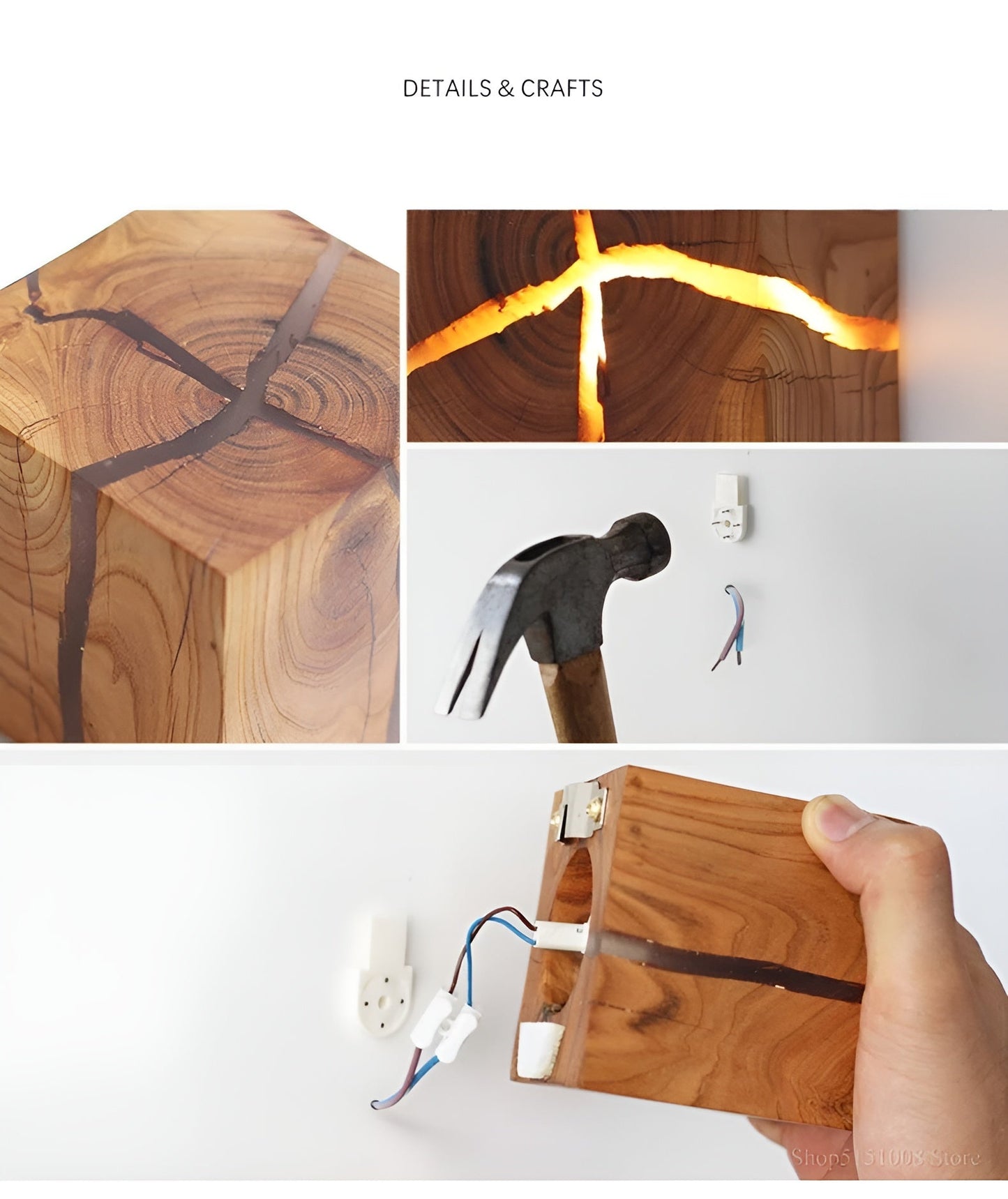 LED-bordslampa i kubform – Modern design av trä | Stilig för vardagsrum och sovrum