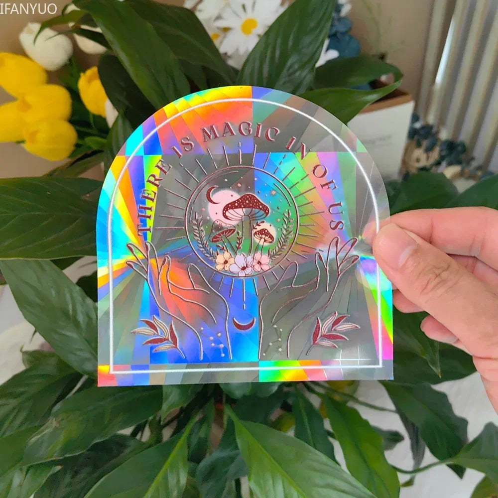 Carvallo fönsterdekal solfångare | Självhäftande med 3D-regnbågseffekt | För fönster, väggar & dekoration