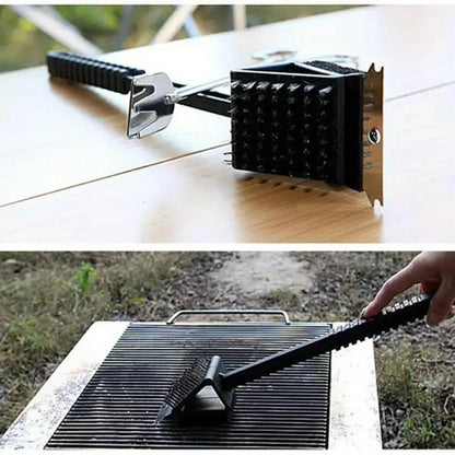 Carvallo Master 3-i-1 BBQ-rengöringsborste | Med kopparborstar, svamp &amp; skrapa | För grill &amp; ugn | 42 cm