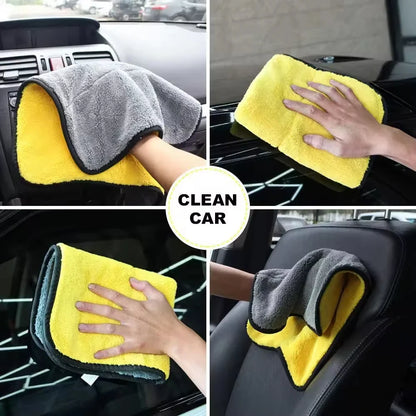 Carvallo Mikrofiberduk Dubbelsidig | Extra Absorbent &amp; Luddfri | För Bil, Glas &amp; Hem | Gul/Grå
