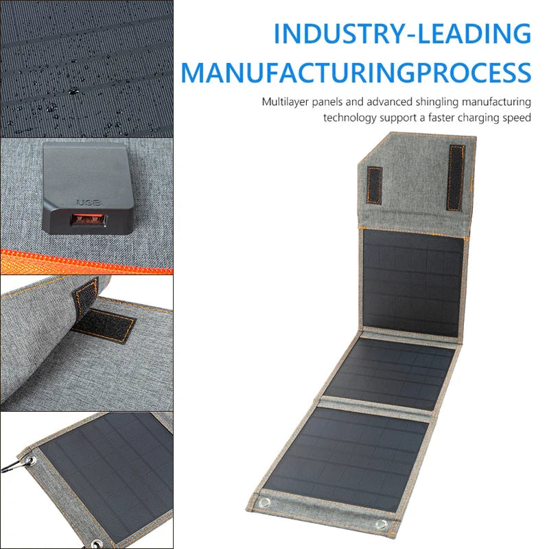 Carvallo Solpanel HeliGo Light | 15–30 W | USB-utgång & 3-i-1-laddkabel | Ultralätt & Bärbar | För camping, vandring & nödsituationer