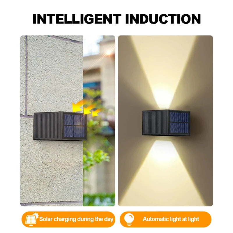 Carvallo Solar LED Vägglampa Utomhus | IP65 Vattentät | Skymningssensor | Upp & Ner Ljus | Varmvit