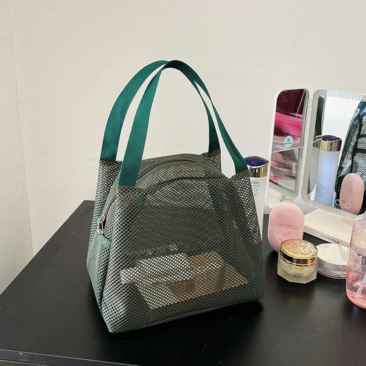 Carvallo FlexBag Mesh-väska med handtag | Stort volym & Mångsidig | För resa, strand & kosmetik