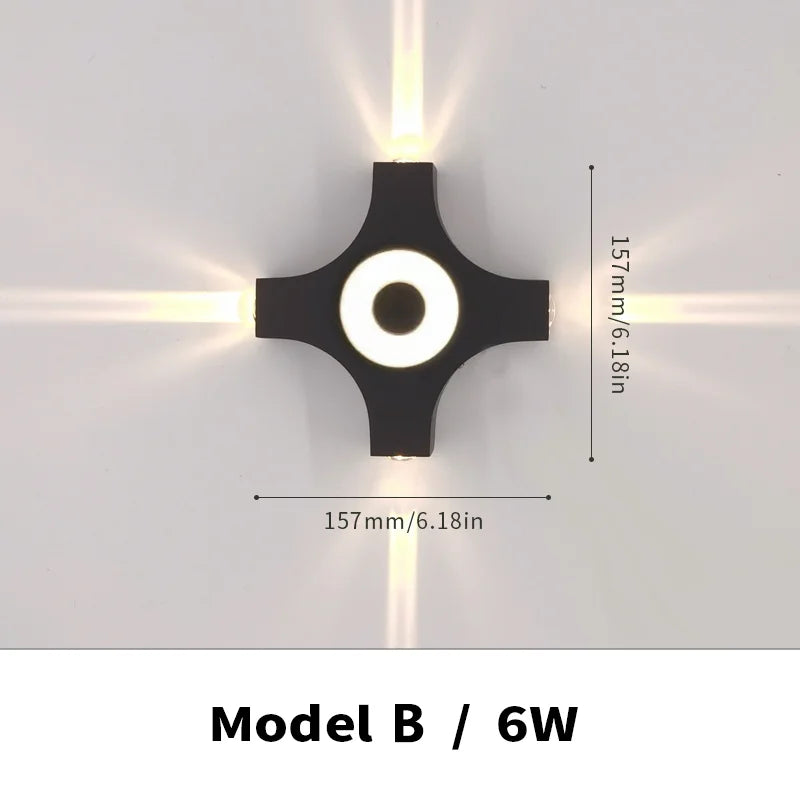 Carvallo WallBeam LED vägglampa utomhus & inomhus | IP66 vattentålig | Varma vita ljus | 4W/5W/6W | Svart