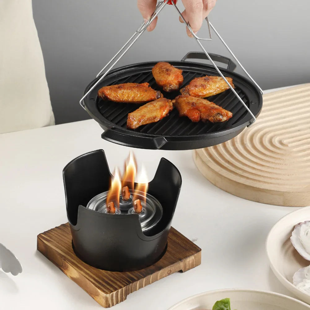 Carvallo Japanesisk Mini-Grill med Alkoholkamin | Bärbar Bordsg grill utan rök | Kompakt och beläggningsfri | För Camping och Balkong