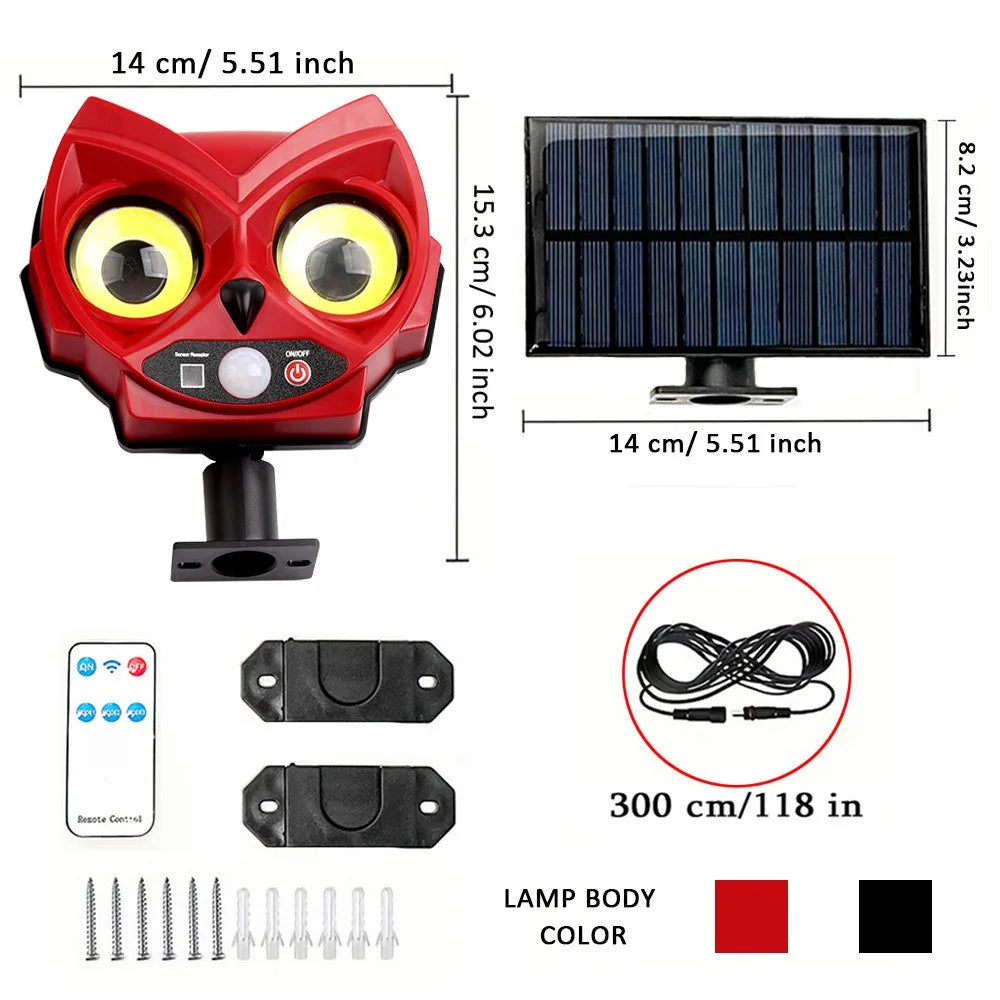 Carvallo Solar Vägglampa Uggla | Rörelsesensor & 3 Läge för Ljus | Väderbeständig IP54 | Trädgårdsdekor