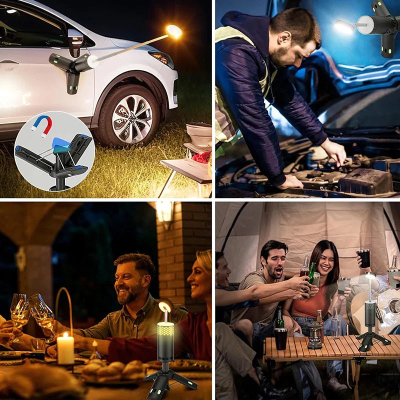 Carvallo Campinglampa | 10.000 mAh batteri | Teleskopdesign & stativ | Dimbar med SOS-funktion | Utomhus & nödbelysning