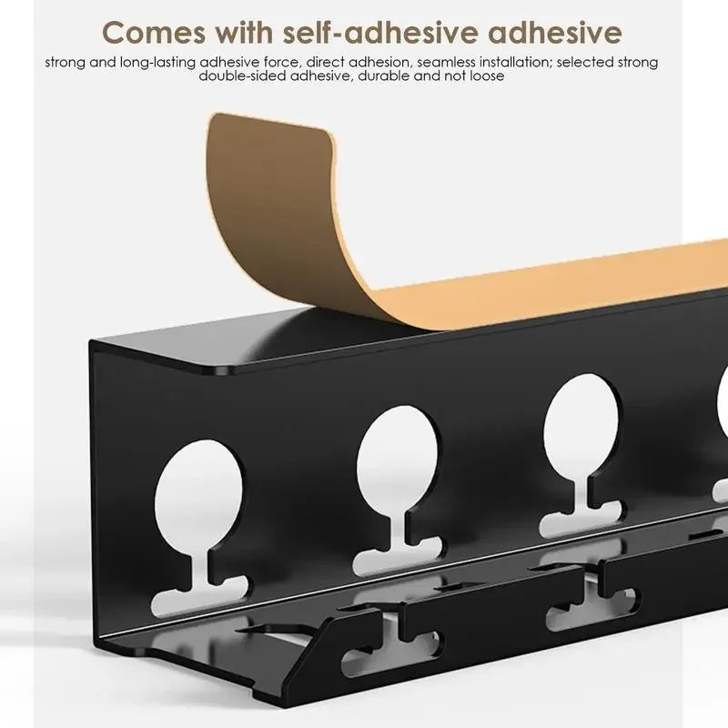 Carvallo DeskFixx | Under-bord Kabelhantering | Ingen borrning | Robust stålhylla | Svart