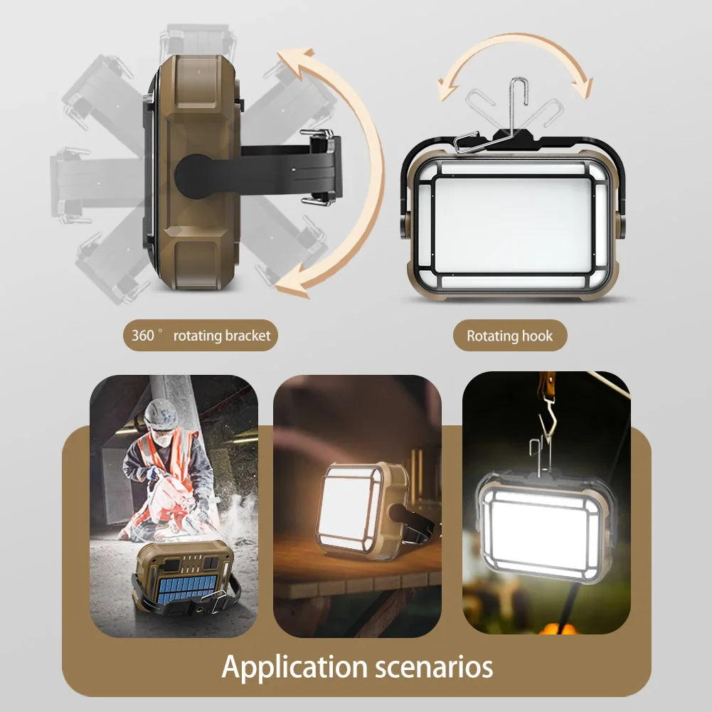 Carvallo Pro Solar-Arbetslampa | 3600 mAh Powerbank | 1000 Lumen | Färgtemperatur justerbar | Sol- & USB-C-laddning | IPX4 Vattentålig