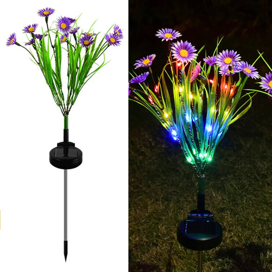 Carvallo Solar Trädgårdslampa Tusensköna | Vattentät LED Blomlampa för Utomhusbruk | Automatisk Deko-Solarlampa för Trädgård & Balkong