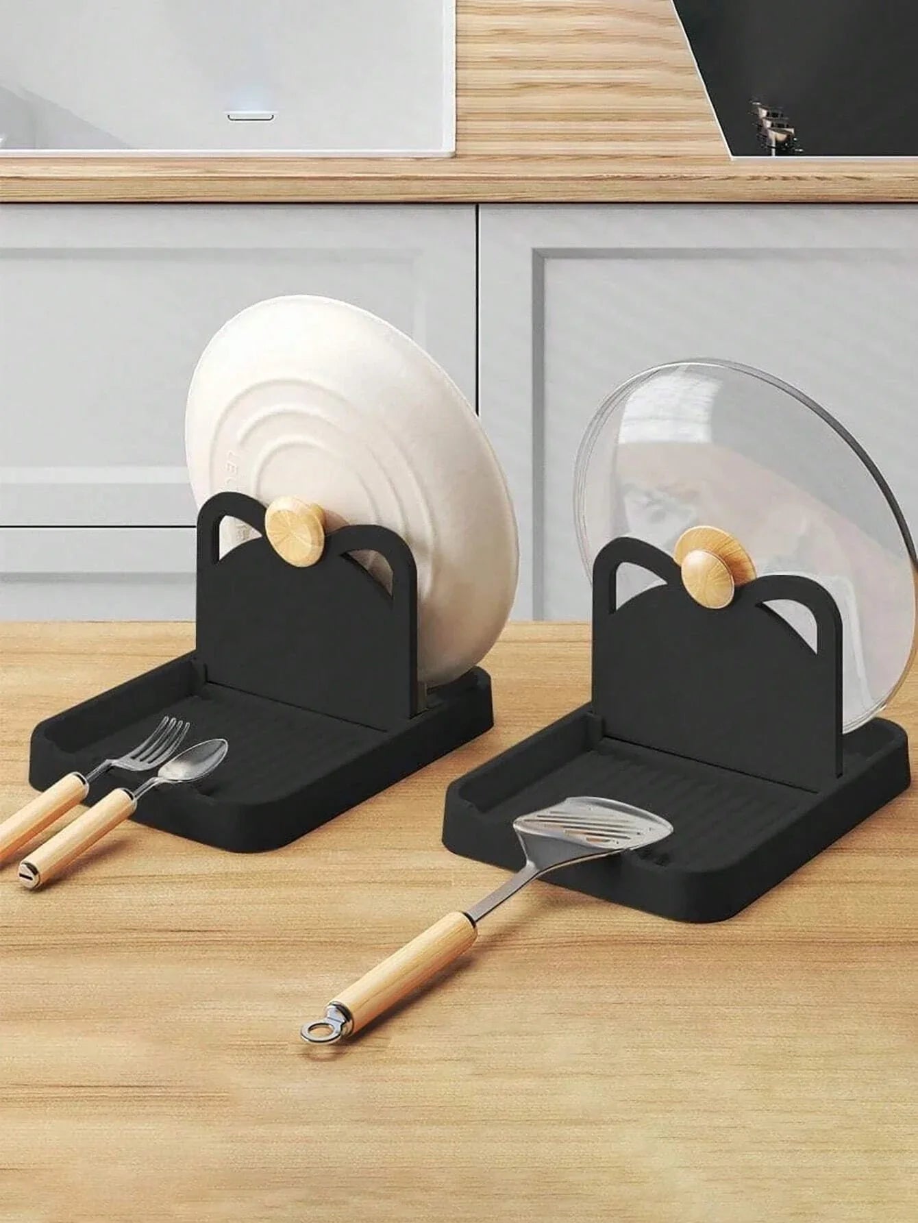 Carvallo Kastrullock- & Skedhållare | Multifunktionell & Rutschtålig | Ordning för Kök & Spis | BPA-fri