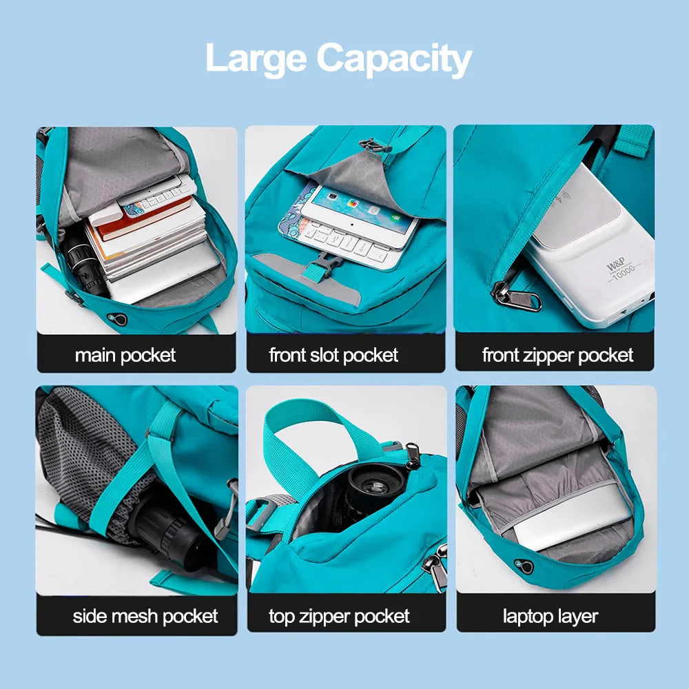 Carvallo TrekVault 40 | 40 L utomhus ryggsäck med regnöverdrag | För vandring, resor & vardag | 31 × 20 × 52 cm