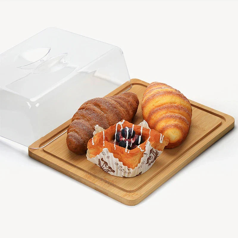 Rektangulär ost- och smörburk med bambuskiva