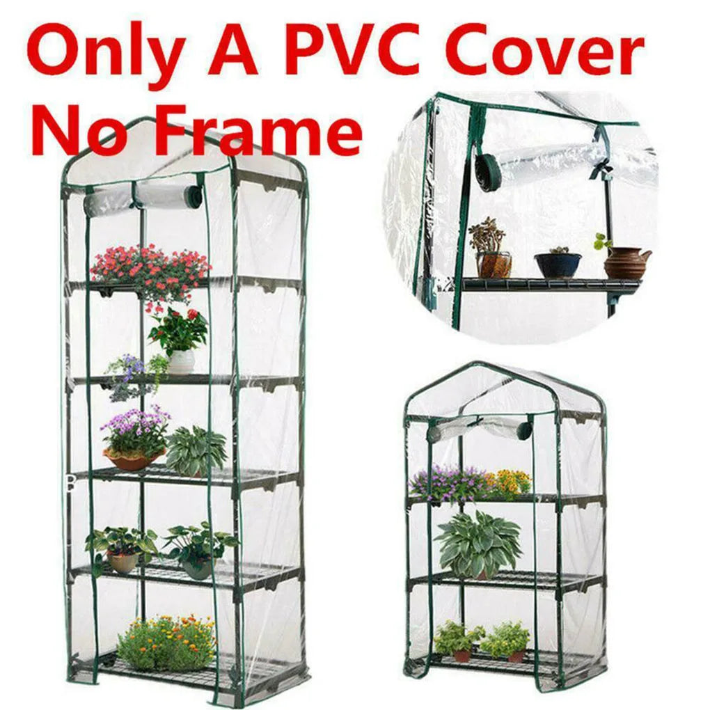 Carvallo Mini Transparent PVC-växthusfolie | Vattentät &amp; UV-beständig | För 2–5 våningar | Med dragkedje-framdörr