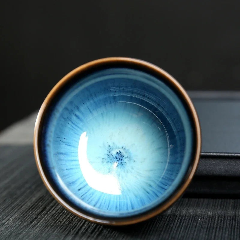 Handgjord keramikmugg – Blå-glaserad teskål
