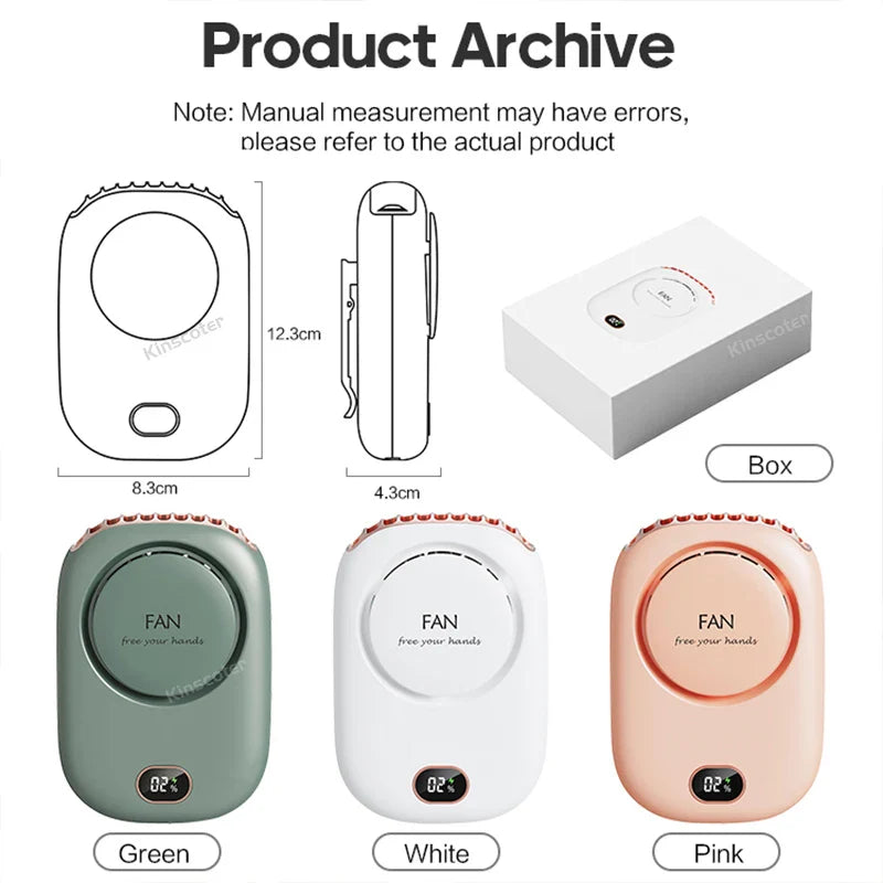 Carvallo Mini-fläkt | 3-stegs turbo | LED-display & batteri 2000 mAh | kompakt & uppladdningsbar