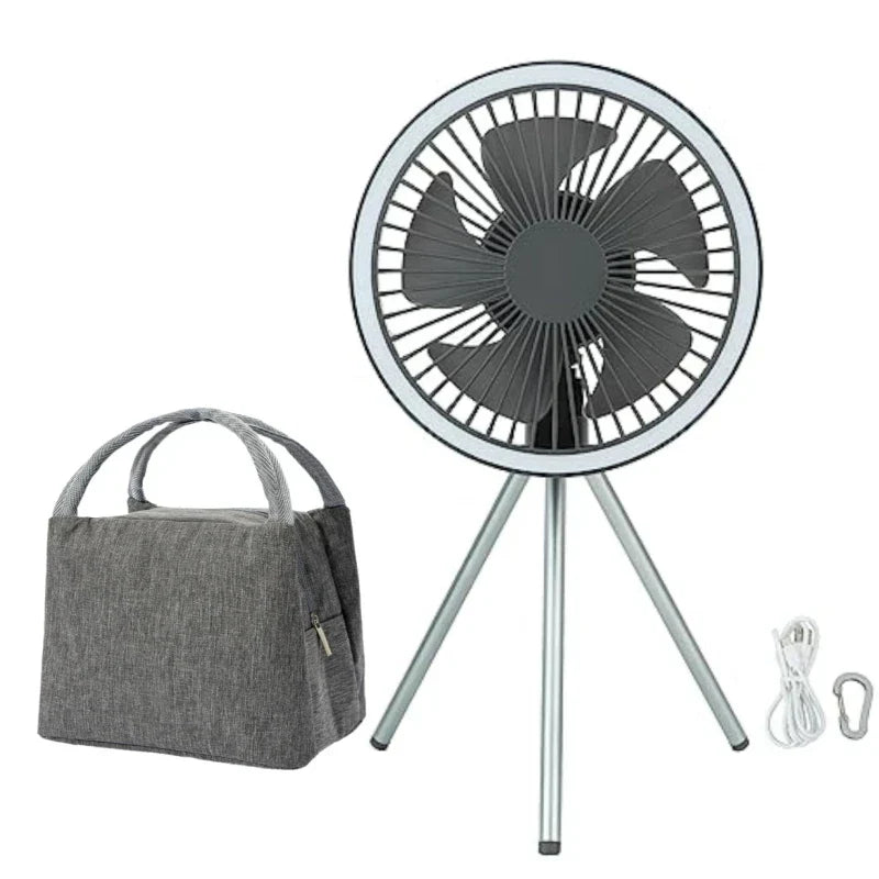 Carvallo Stativen Fläkt | 3-i-1 Design | Powerbank-funktion | Tyst & Uppladdningsbar | 10000mAh Batteri