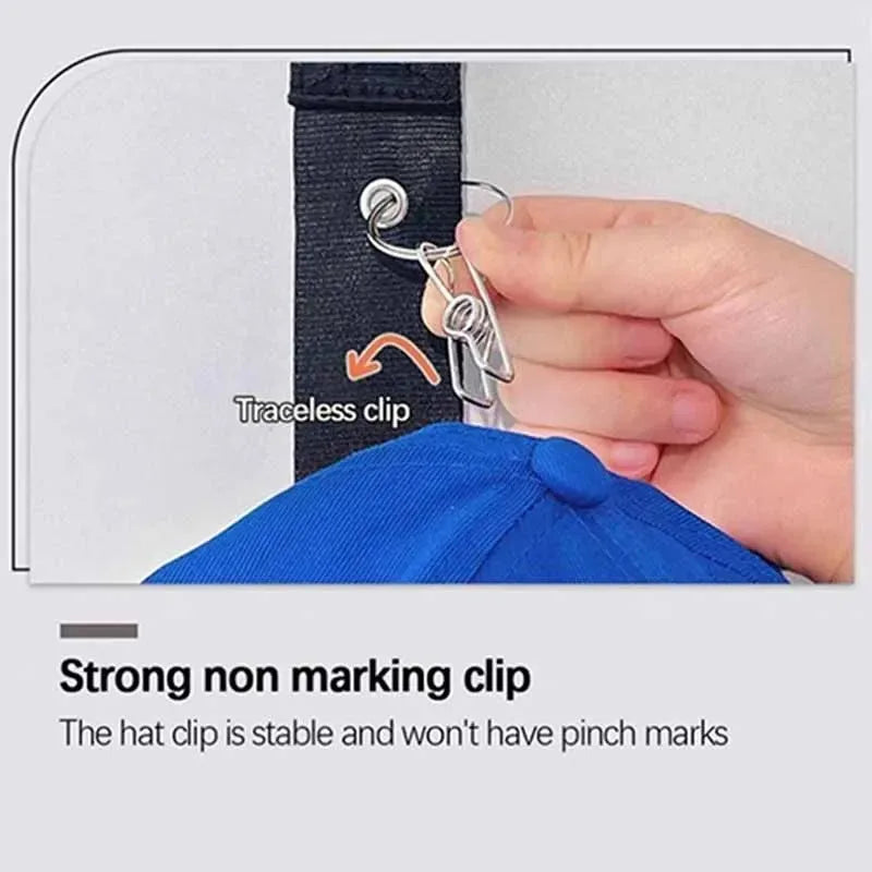 Carvallo Hatt- förvaringshylla för hängande | Platsbesparande & Bärbar | 72,5 cm | Svart | Med rostfria krokar