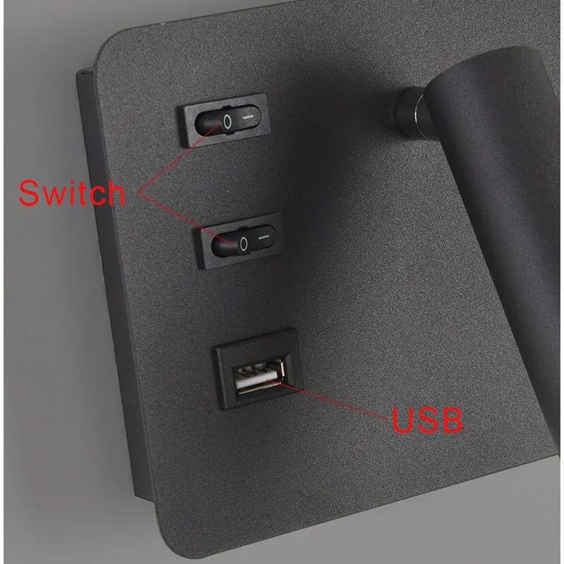 LuminoWall - Modern vägglampa med USB och läslampa