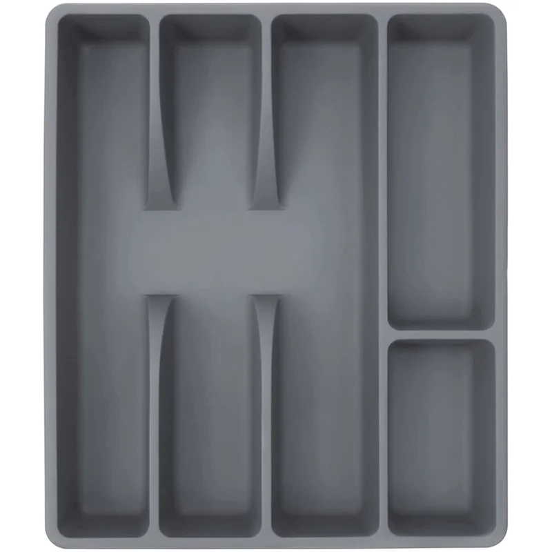 Carvallo OrdiFlex | Kompakt Organizer med 5 fack | Halkfri & Mångsidig användning | 30 × 20 × 4 cm Grå