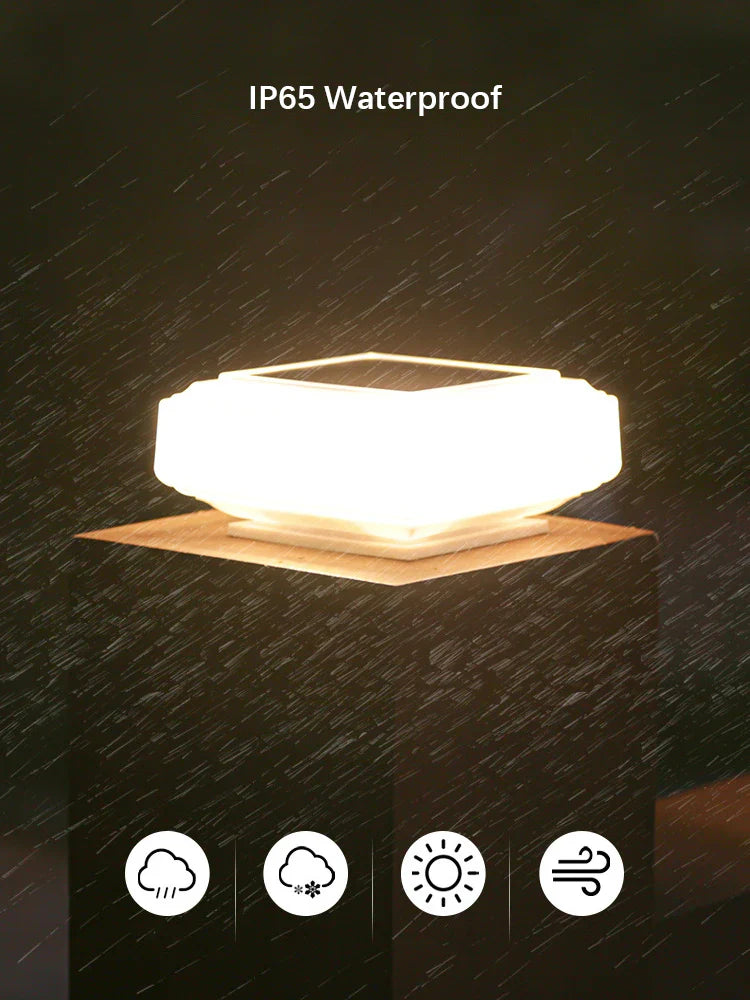 Carvallo LumoCap | Vit LED-lampa | Med solpanel & batteri | För trädgårdsposter & pelare