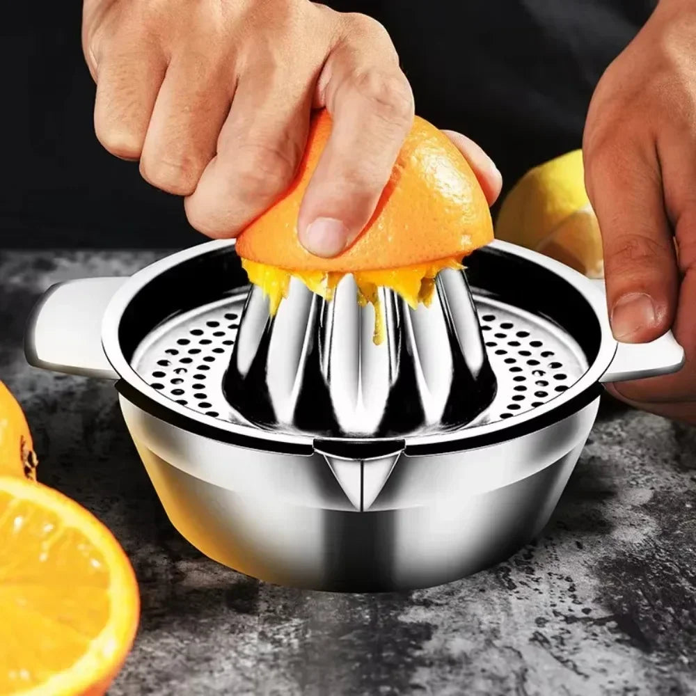 Carvallo Manuell Citruspress i rostfritt stål | Handpress för citron, apelsin &amp; lime | Bärbar &amp; diskmaskinssäker | För kök &amp; på språng