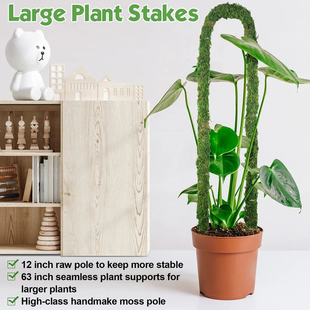 Carvallo MossPole Böjliga mossa stöd för växter | Handgjord klättringshjälp för Monstera &amp; inomhusväxter | 45 × 3 cm