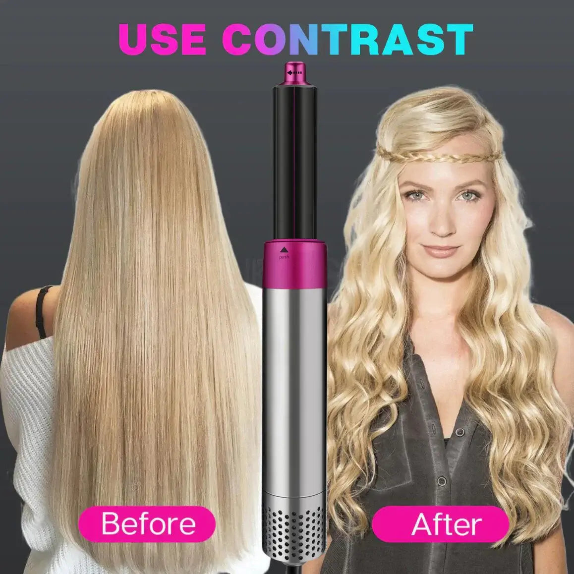 Royallure 5-i-1 Hårföna Styler – Blåsa-torr, Locka, Raka, Volymisera, Frizz-fri ION Finish